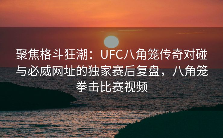 聚焦格斗狂潮：UFC八角笼传奇对碰与必威网址的独家赛后复盘，八角笼拳击比赛视频  第2张