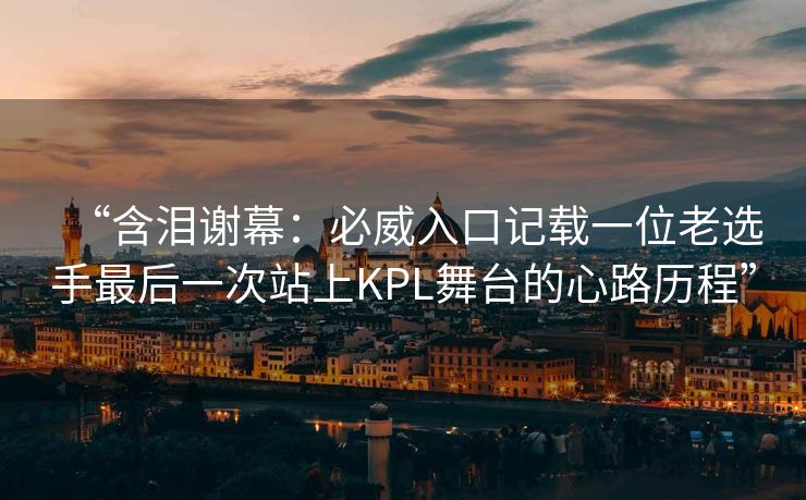 “含泪谢幕：必威入口记载一位老选手最后一次站上KPL舞台的心路历程”  第2张