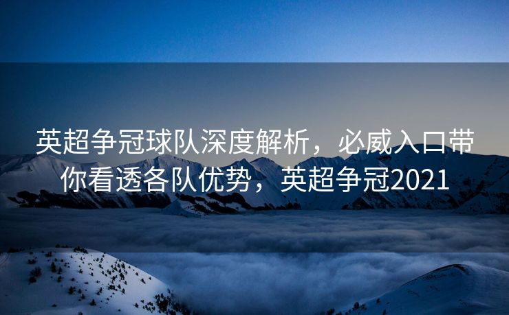 英超争冠球队深度解析，必威入口带你看透各队优势，英超争冠2021  第2张