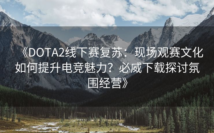 《DOTA2线下赛复苏：现场观赛文化如何提升电竞魅力？必威下载探讨氛围经营》  第2张